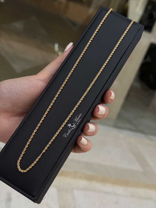 Cadena Tejido Lazo 2 mm 64 cm en Oro 18K