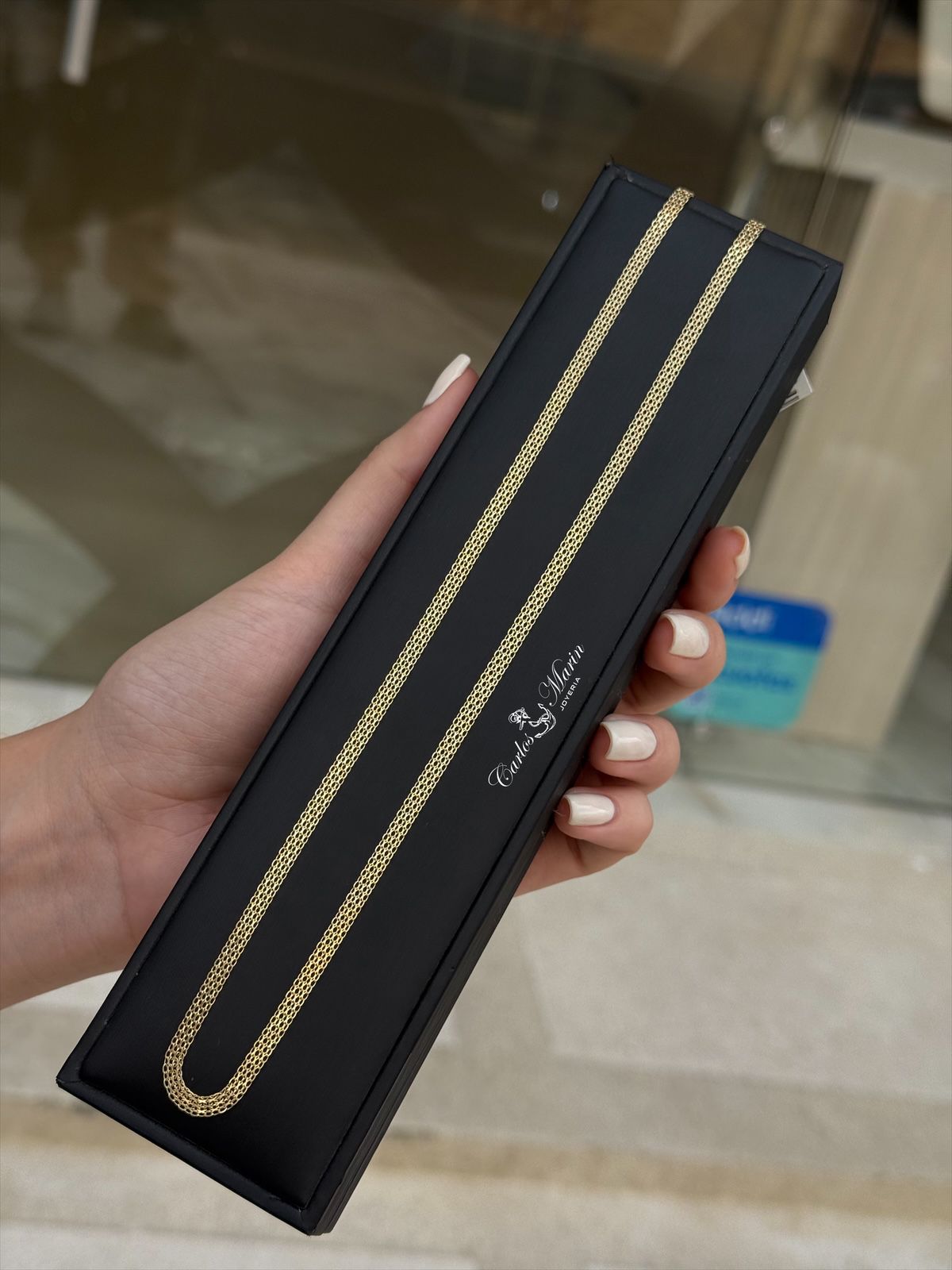 Cadena Tejido Chino 2 Carriles 60 cm Oro 18K Italiano