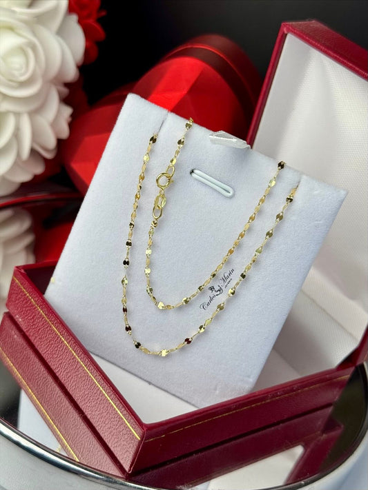 Cadena tejido espejo 40 cm oro 18K italiano elegante