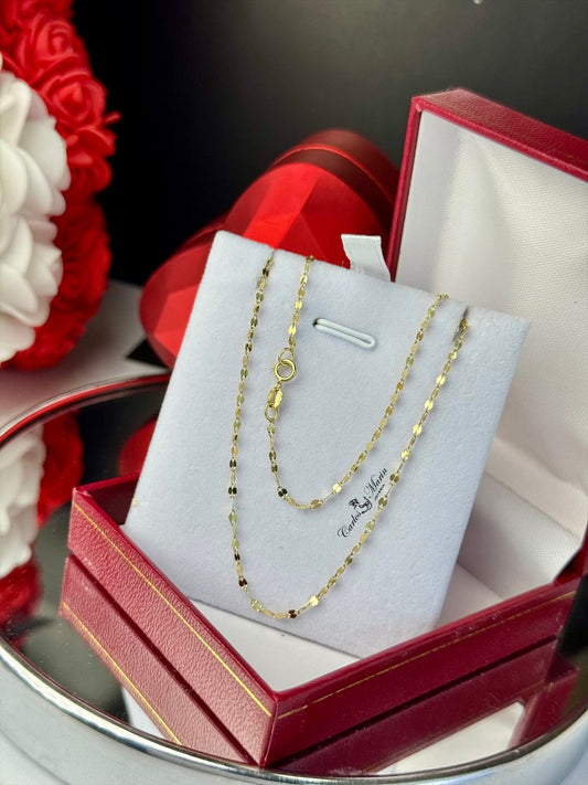 Cadena tejido espejo 45 cm oro 18K italiano elegante