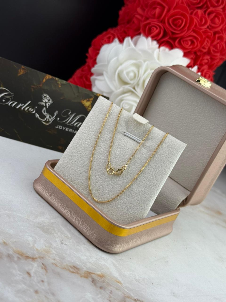 Cadena tejido espiga delgada 50 cm en oro 18K
