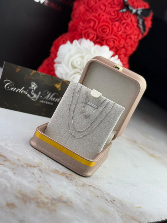 Cadena tejido veneciana 50 cm en oro blanco 18K
