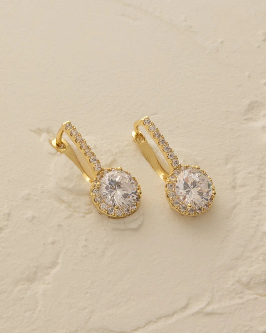 Candongas Halo Crystal 12 mm Oro Laminado