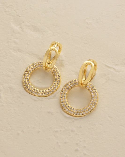 Candongas Pavé Circle 14 mm Oro Laminado