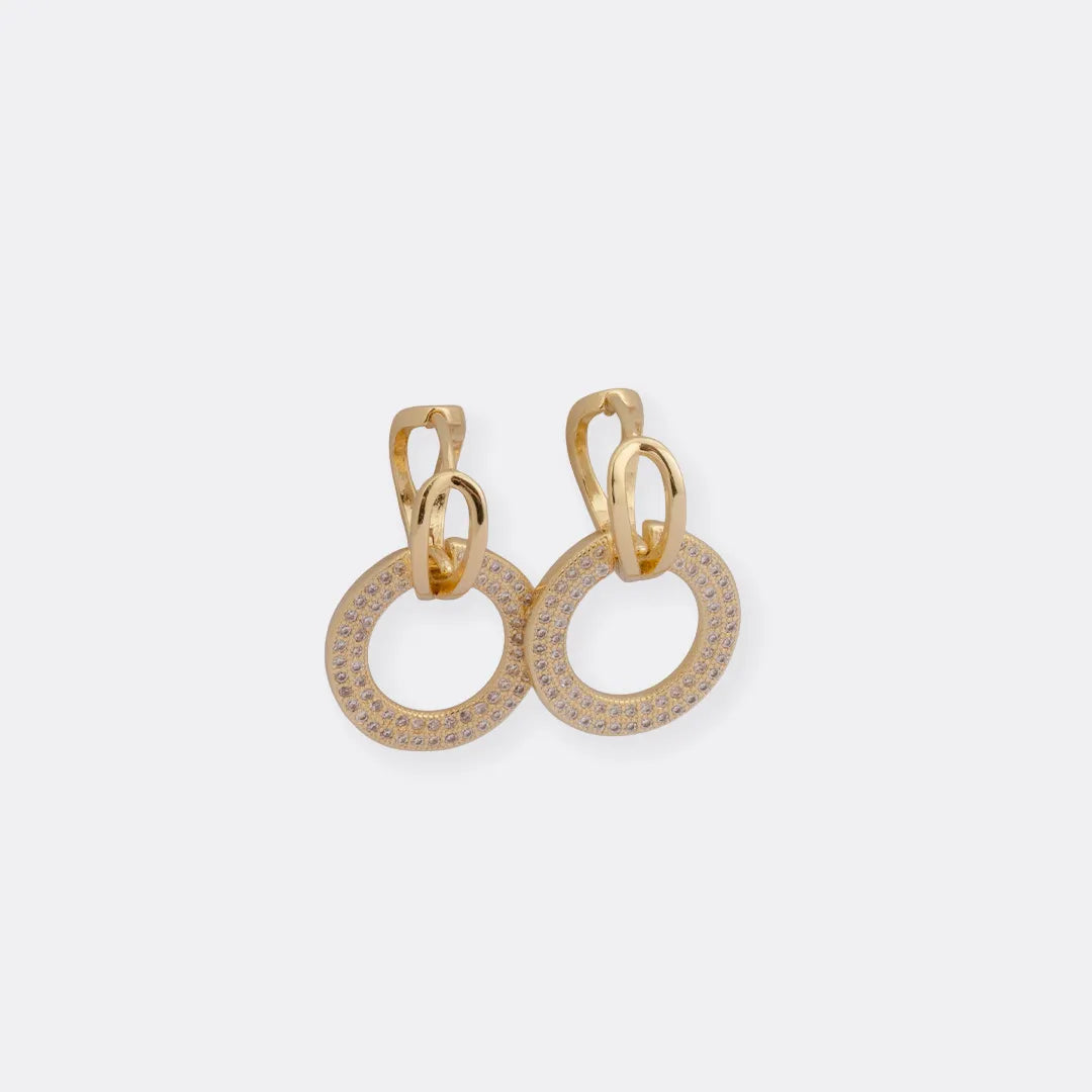 Candongas Pavé Circle 14 mm Oro Laminado