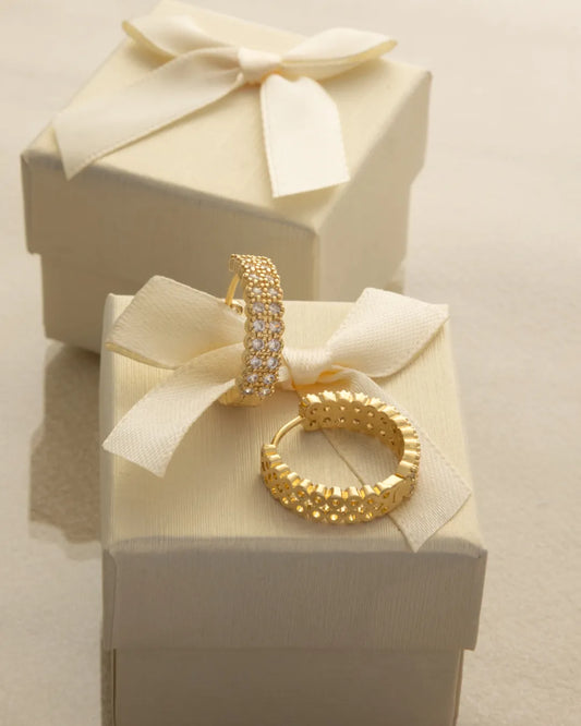 Candongas Twin Crystal 20 mm Oro Laminado