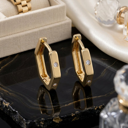 Candongas Hexa Grial 13 mm en Oro Laminado