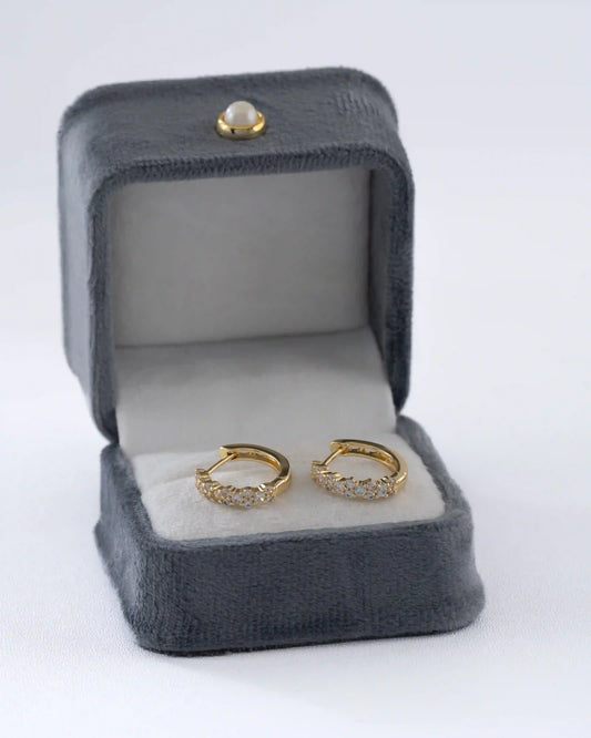 Candongas Hoop Crystal 16 mm en Oro Laminado
