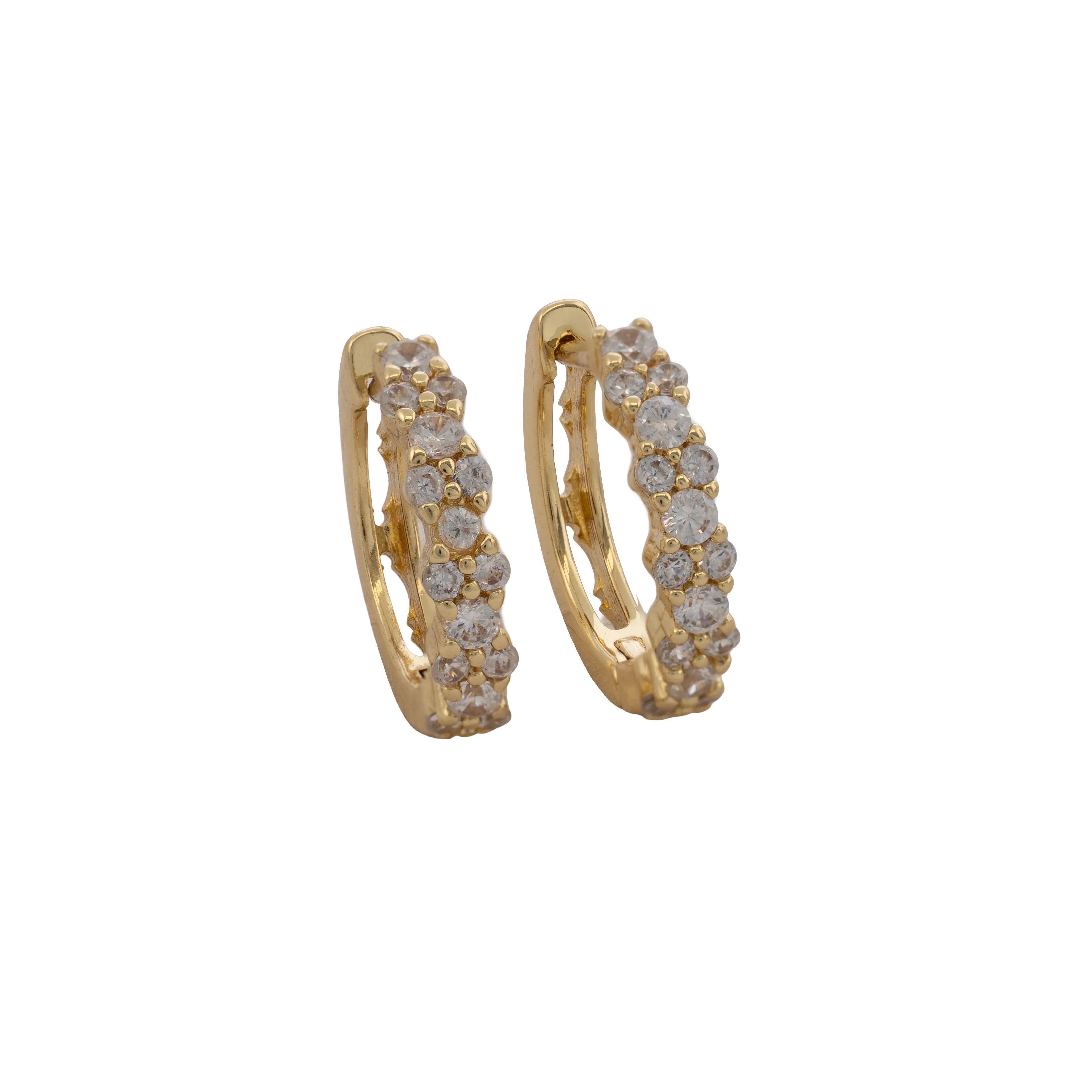 Candongas Hoop Crystal 16 mm en Oro Laminado