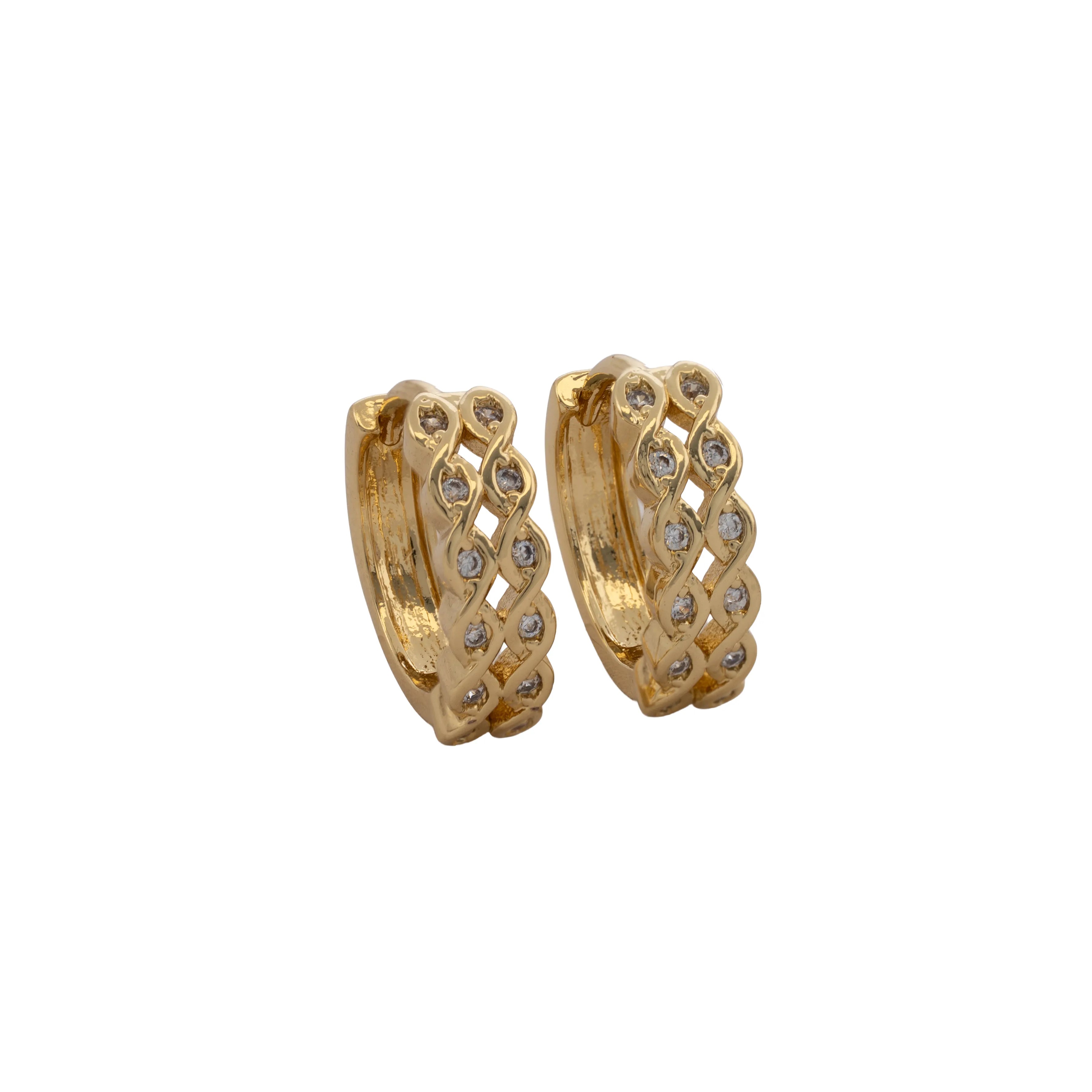 Candongas Interlace 15 mm en Oro Laminado