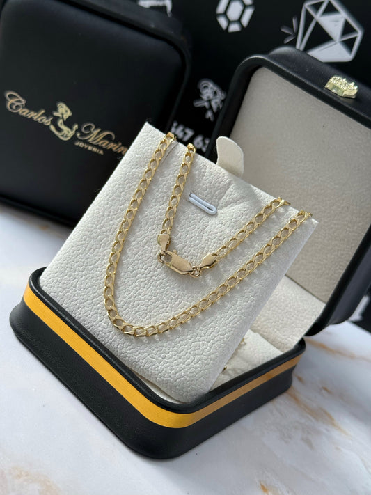 Cadena Cubana Martillada en Oro de 18K – 60 cm x 6 mm