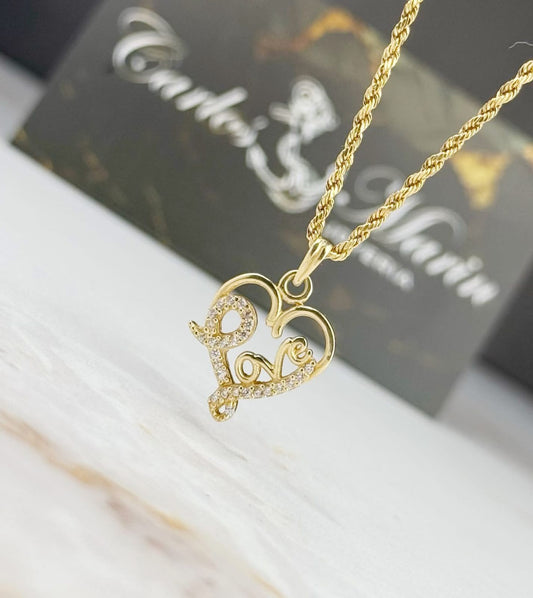 Dije Amor Eterno Con Circones Blancos en Oro de 18k