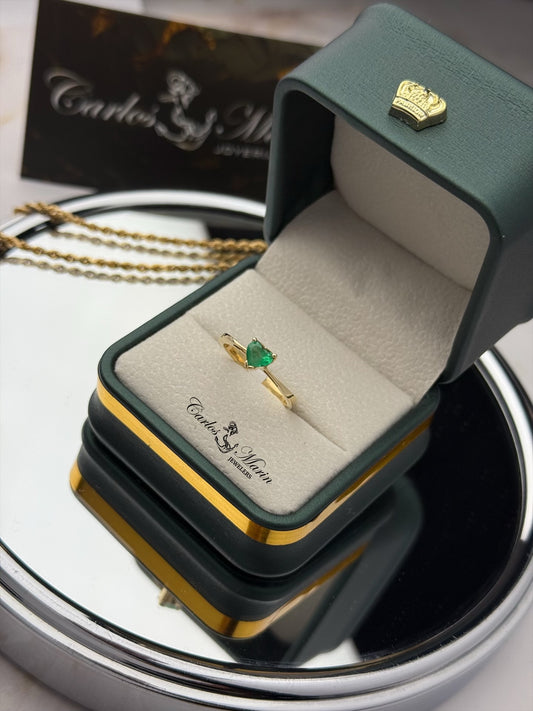 Anillo Emeralda Corazon en Oro 18k