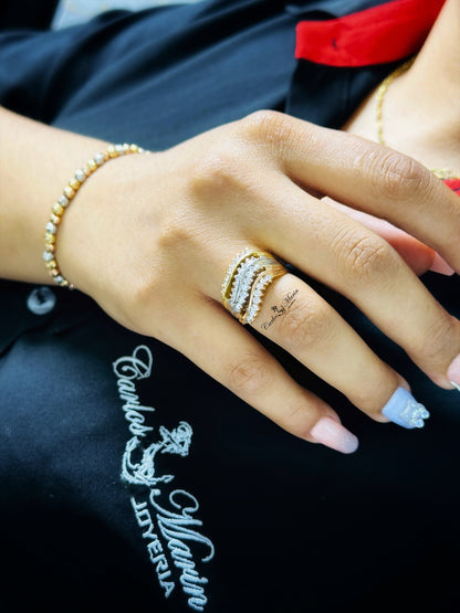 Anillo 3 oros diseño Especial en oro 18k