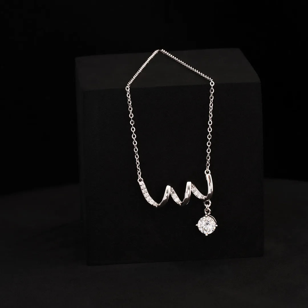 Gargantilla Wave Crystal con Cadena de 40 cm + Extensión EN Plata