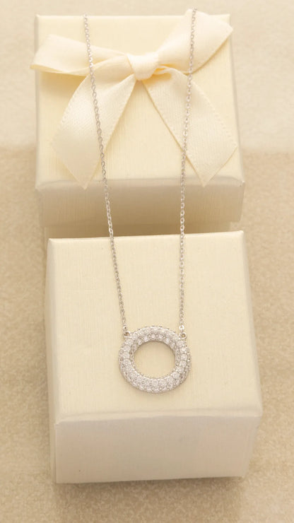Gargantilla Círculo Pave 16 mm – 40 cm en Plata + Extensión