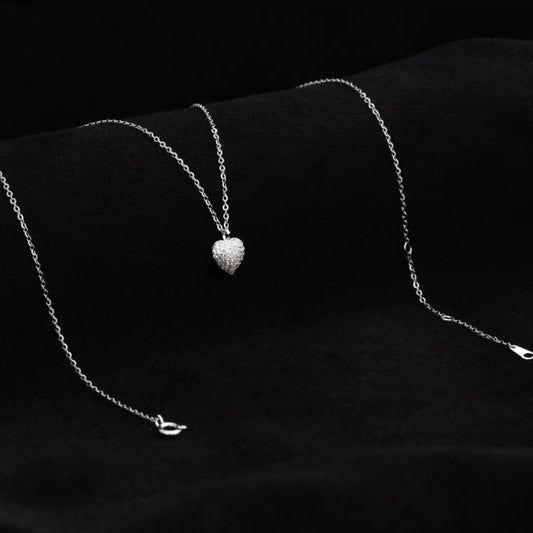 Gargantilla Corazón Pavé Crystal de 7 mm con Cadena de 40 cm + Extensión en Plata