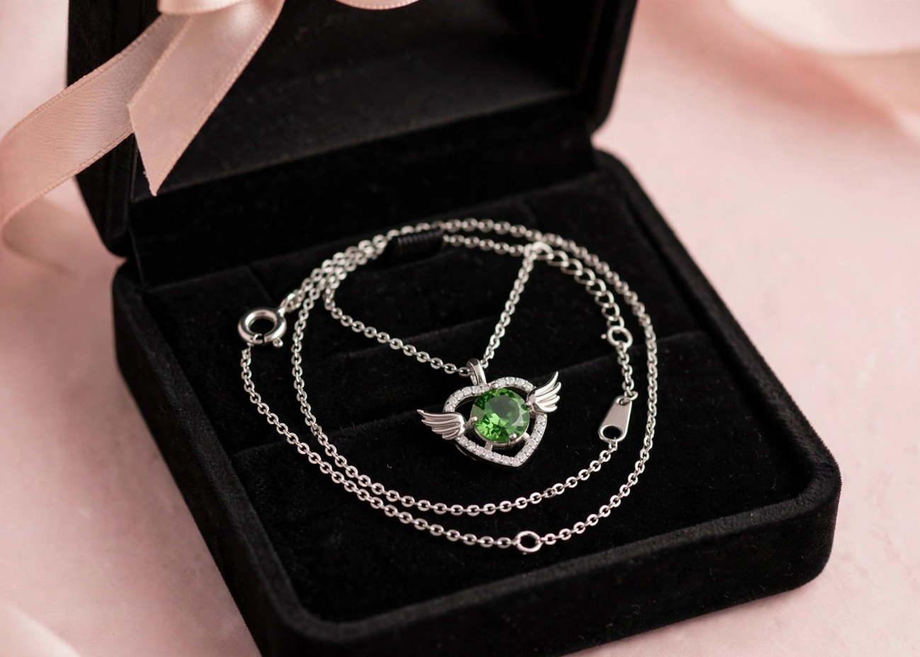 Gargantilla Angelique Green – 45 cm en Plata