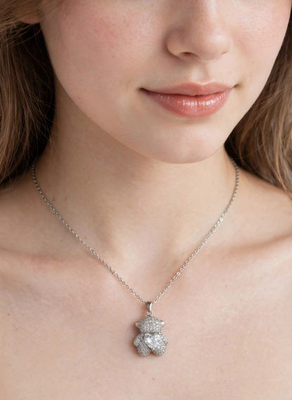 Gargantilla Crystal Teddy – 45 cm en Plata