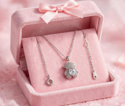 Gargantilla Crystal Teddy – 45 cm en Plata