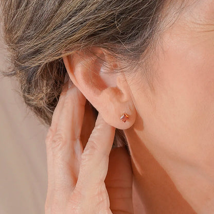 Topos Circon Cuadrado Rojo Oro Laminado