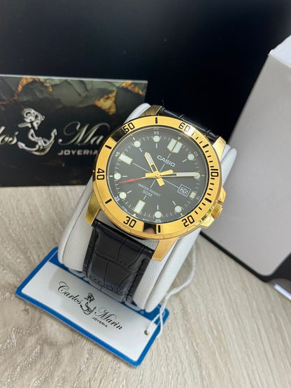 Reloj Casio Hombre Clásico Negro Dorado Ref. MTP-VD01GL-1EVUDF