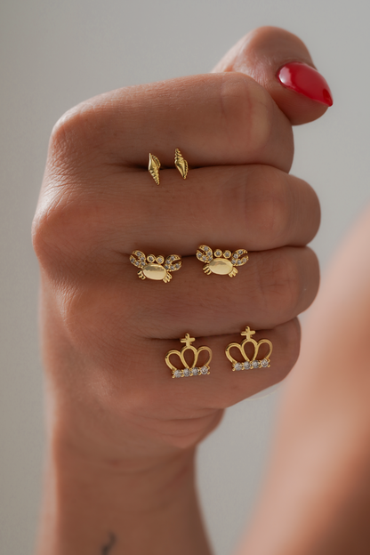 Topos Crab con Circonias Oro Laminado