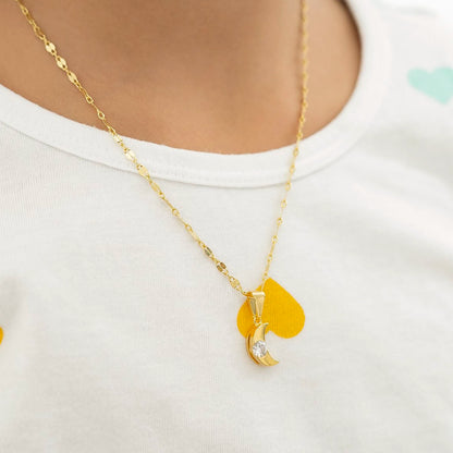 Dije Luna con Circonia Cristal en Oro Laminado