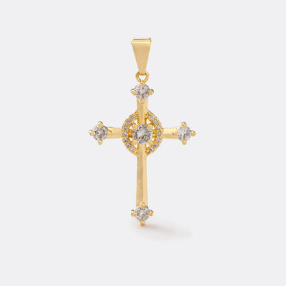 Dije Cruz Cristal en Oro Laminado
