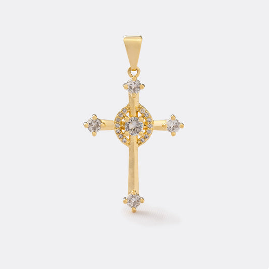 Dije Cruz Cristal en Oro Laminado