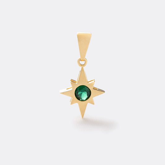 Dije Estrella con Circonia Verde en Oro Laminado