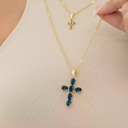Dije Blue Brightness en Oro Laminado