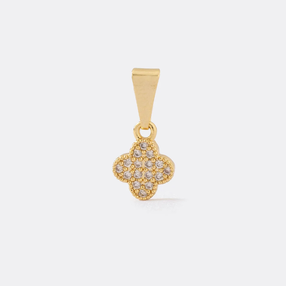Dije Clover Circonias 7 mm en Oro Laminado