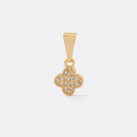 Dije Clover Circonias 7 mm en Oro Laminado