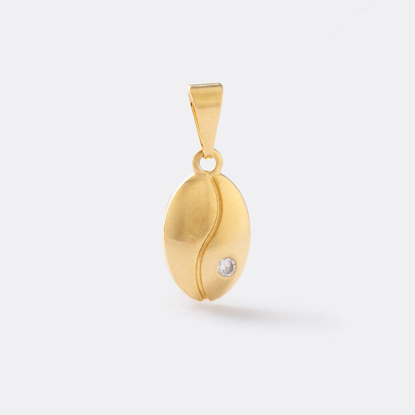 Dije Grano de Café Cristal en Oro Laminado