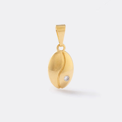 Dije Grano de Café Cristal en Oro Laminado