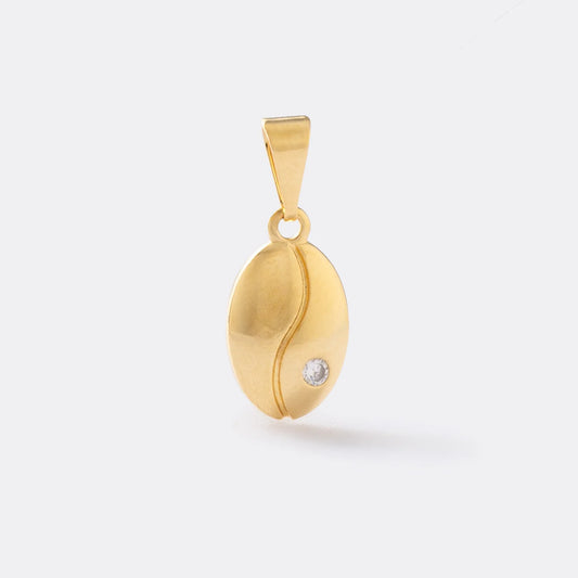 Dije Grano de Café Cristal en Oro Laminado