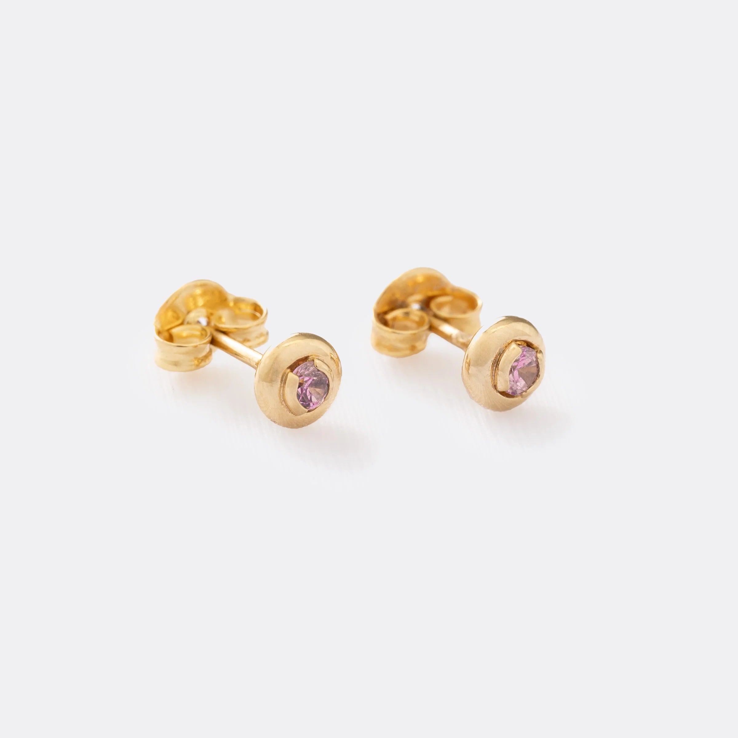 Topos Circon Caja Redonda 4 mm Rosa Oro Laminado