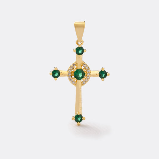 Dije Cruz Verde en Oro Laminado