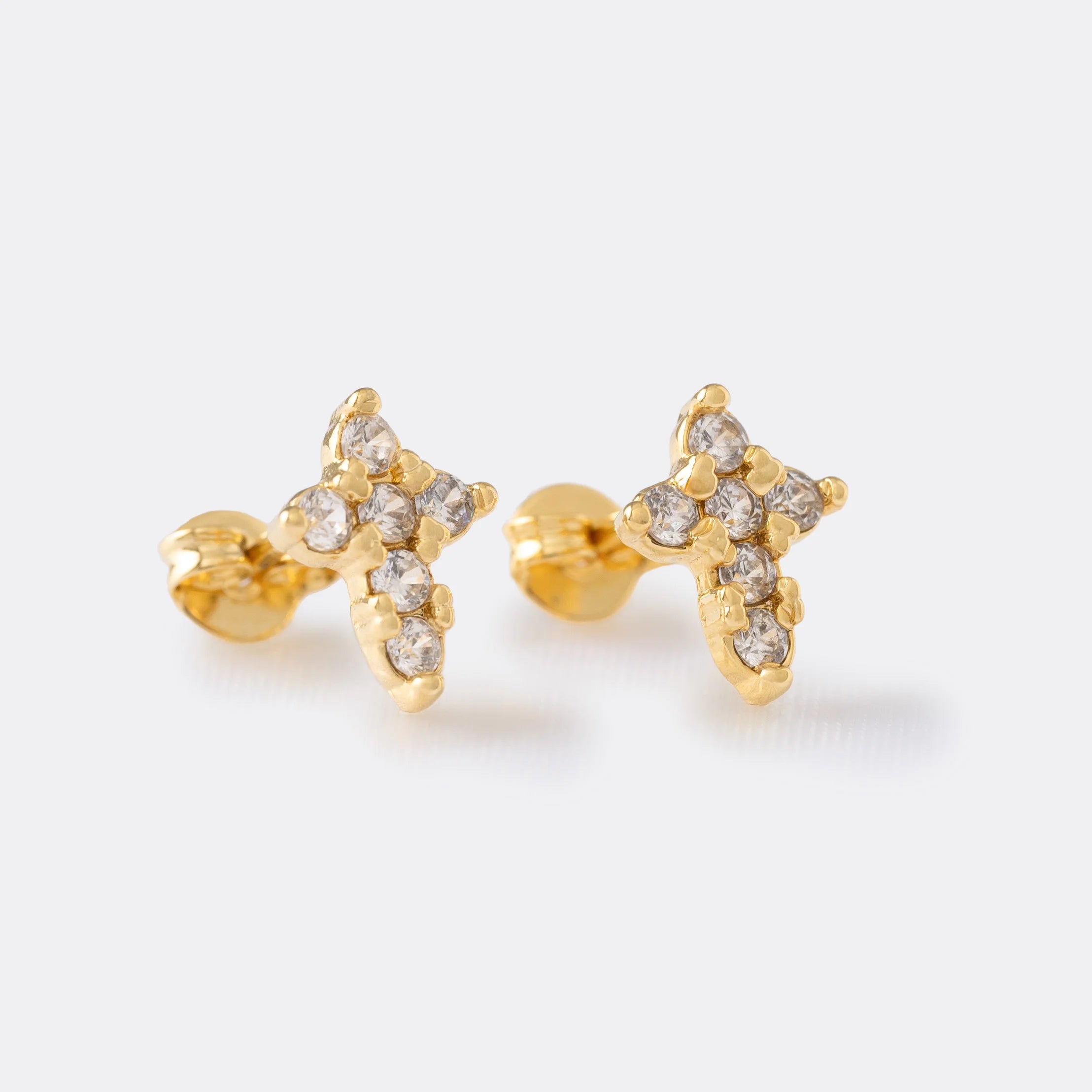 Topos Cruz 6 Circonias Oro Laminado