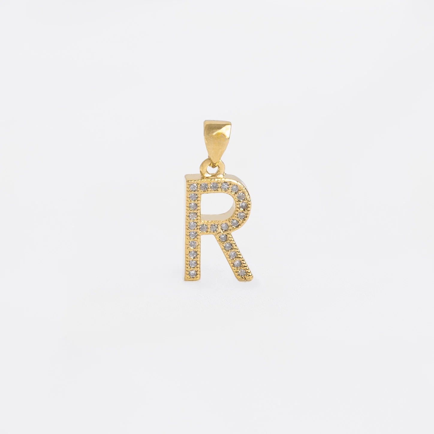 Dije Letras R en Oro Laminado