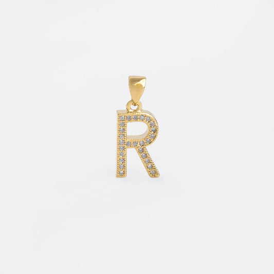 Dije Letras R en Oro Laminado