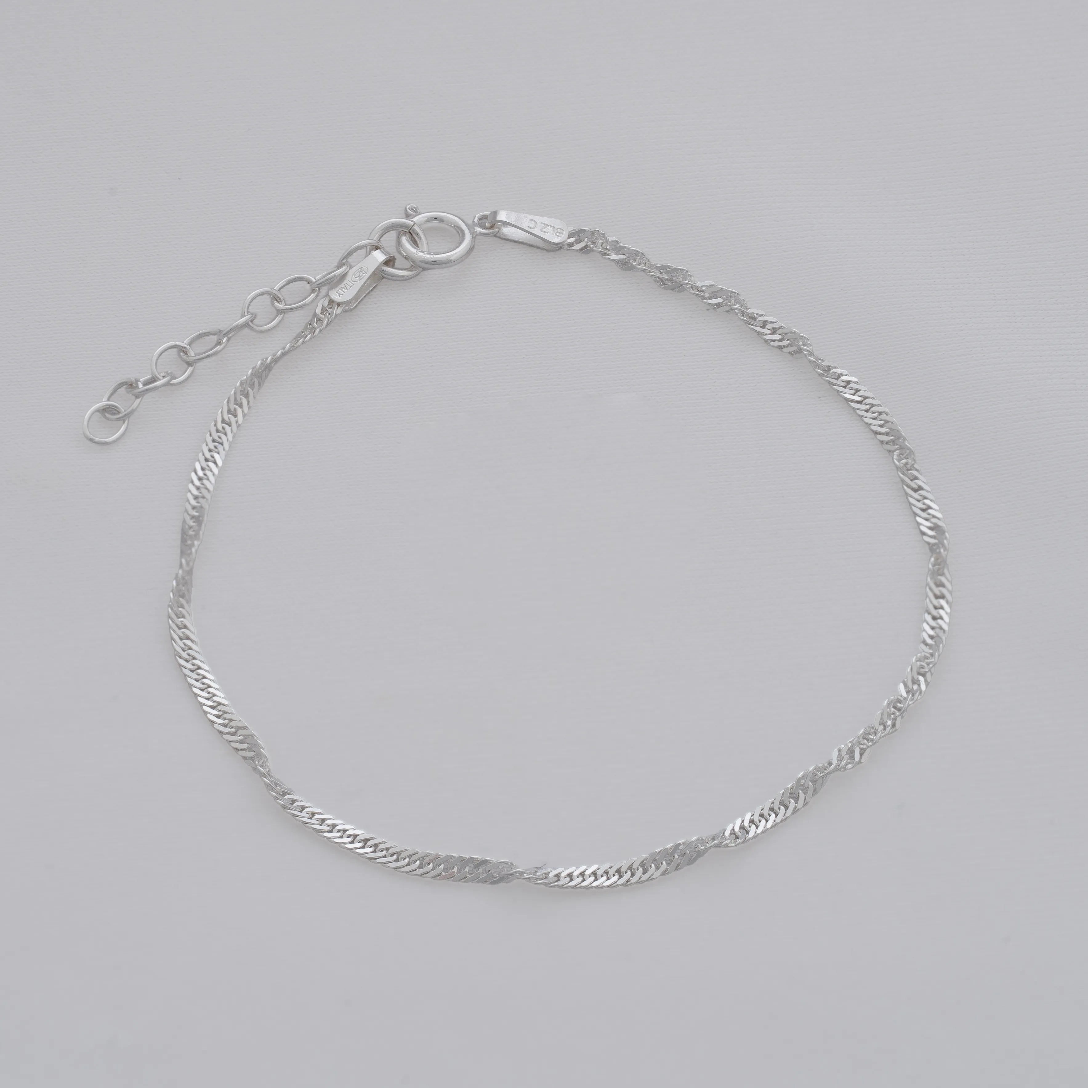 Pulsera Singapur 1.7 mm – 16 cm en Plata + Extensión