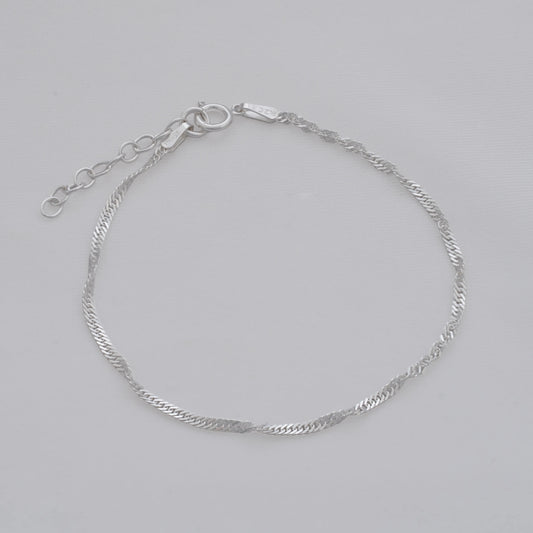 Pulsera Singapur 1.7 mm – 16 cm en Plata + Extensión
