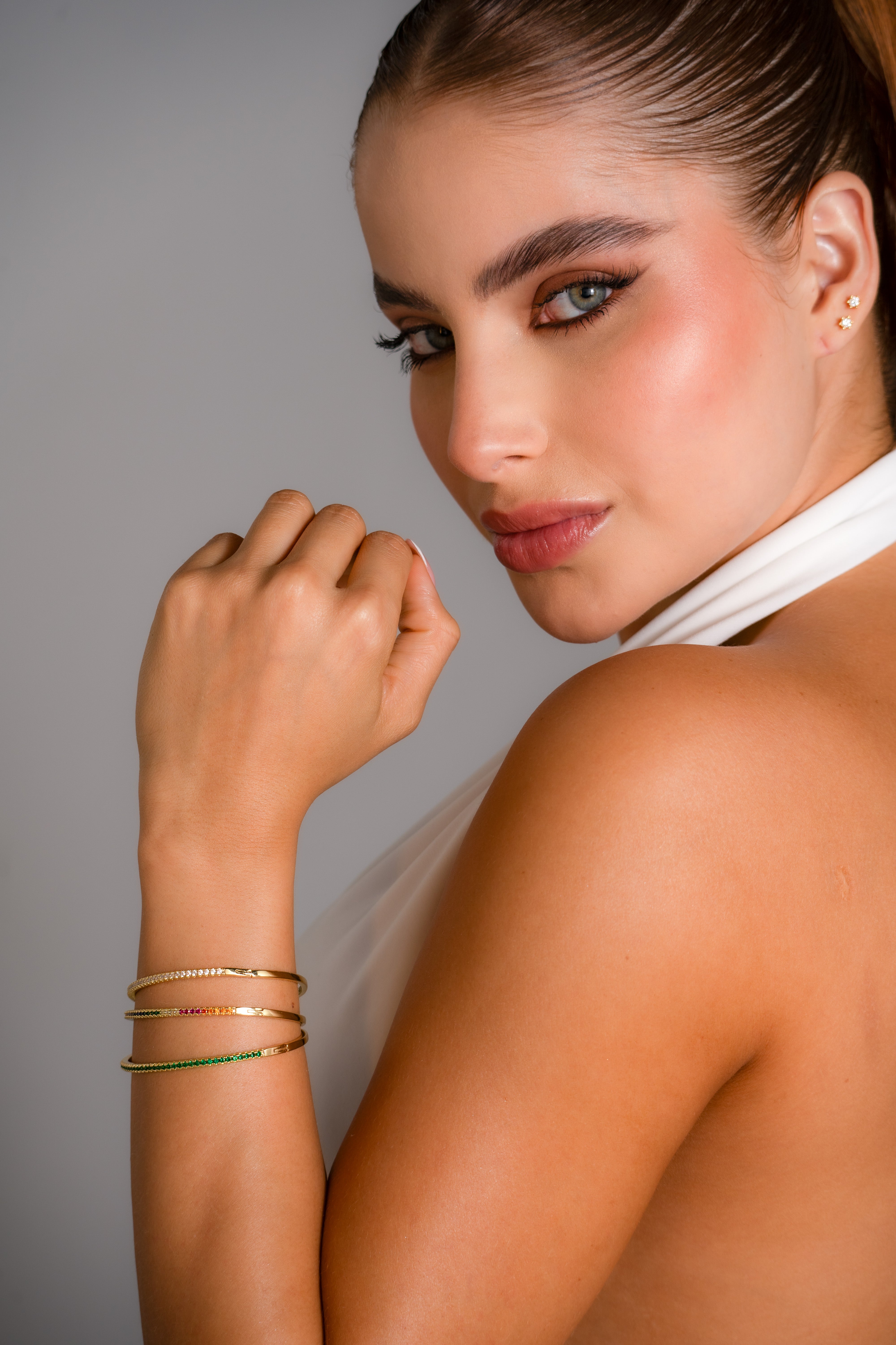 Brazalete Slim Green en Oro Laminado