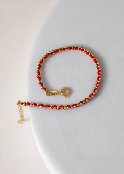 Pulsera Hilo Laminado – 15 cm + Extensor en Oro Laminado