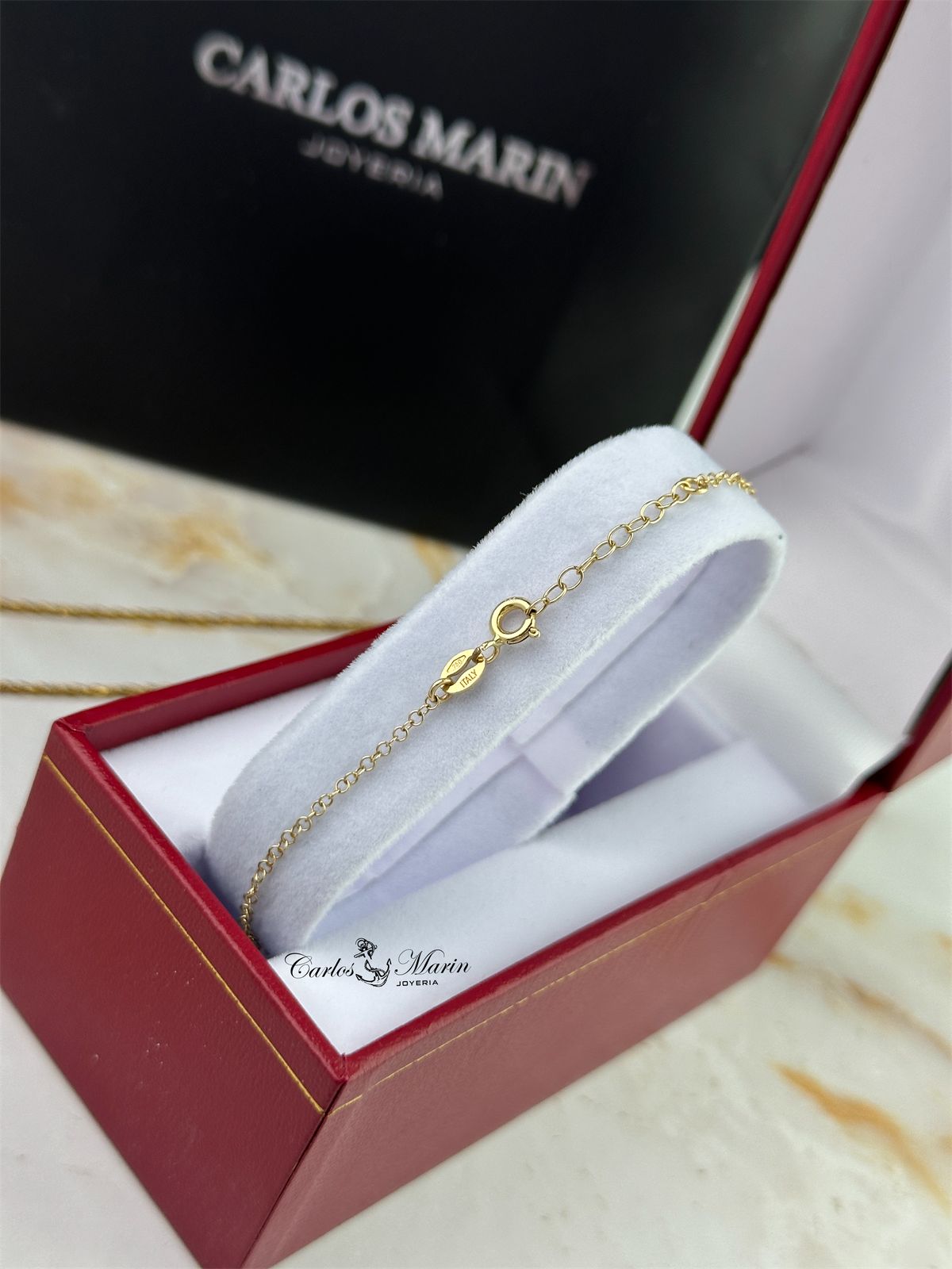 Pulsera Tejido Aros Centro de 18.5 cm en Oro 18K