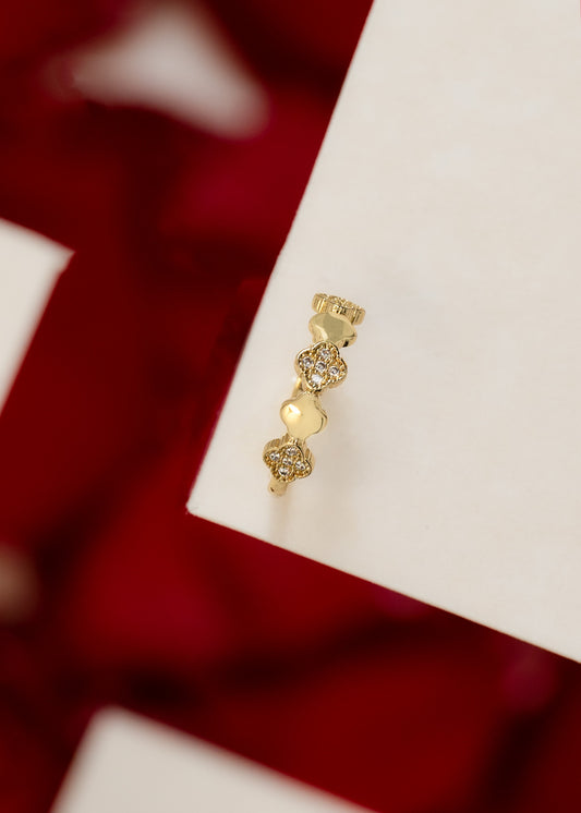 Anillo Mini Clover Ajustable Oro Laminado