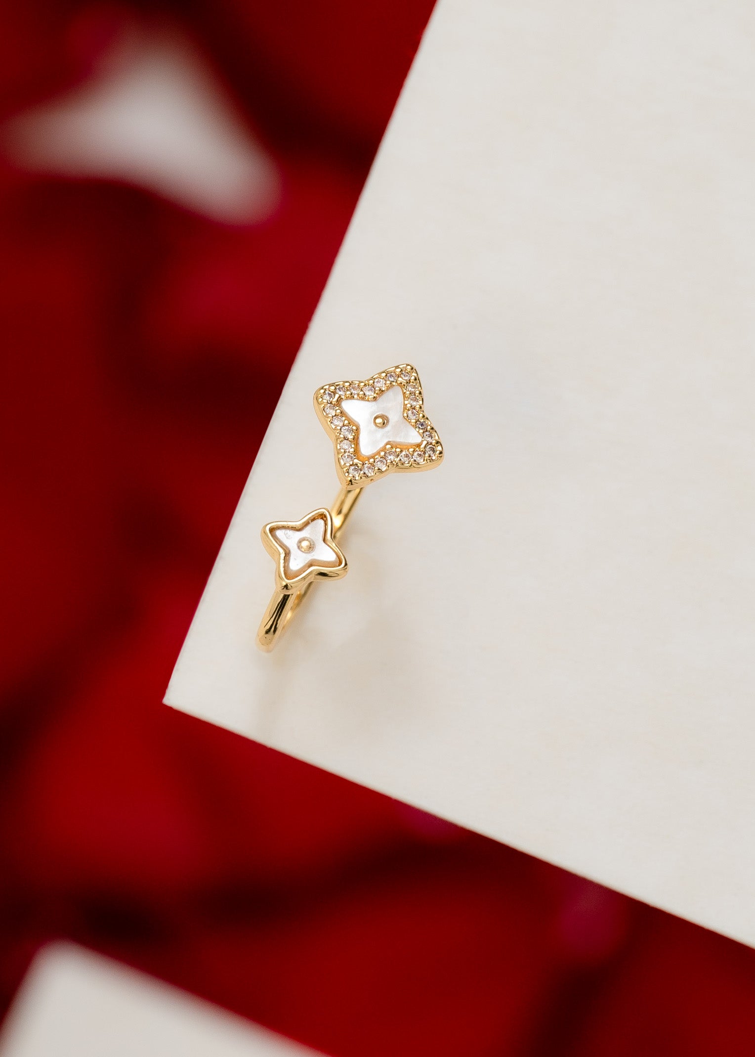 Anillo Double Lottus Ajustable Oro Laminado