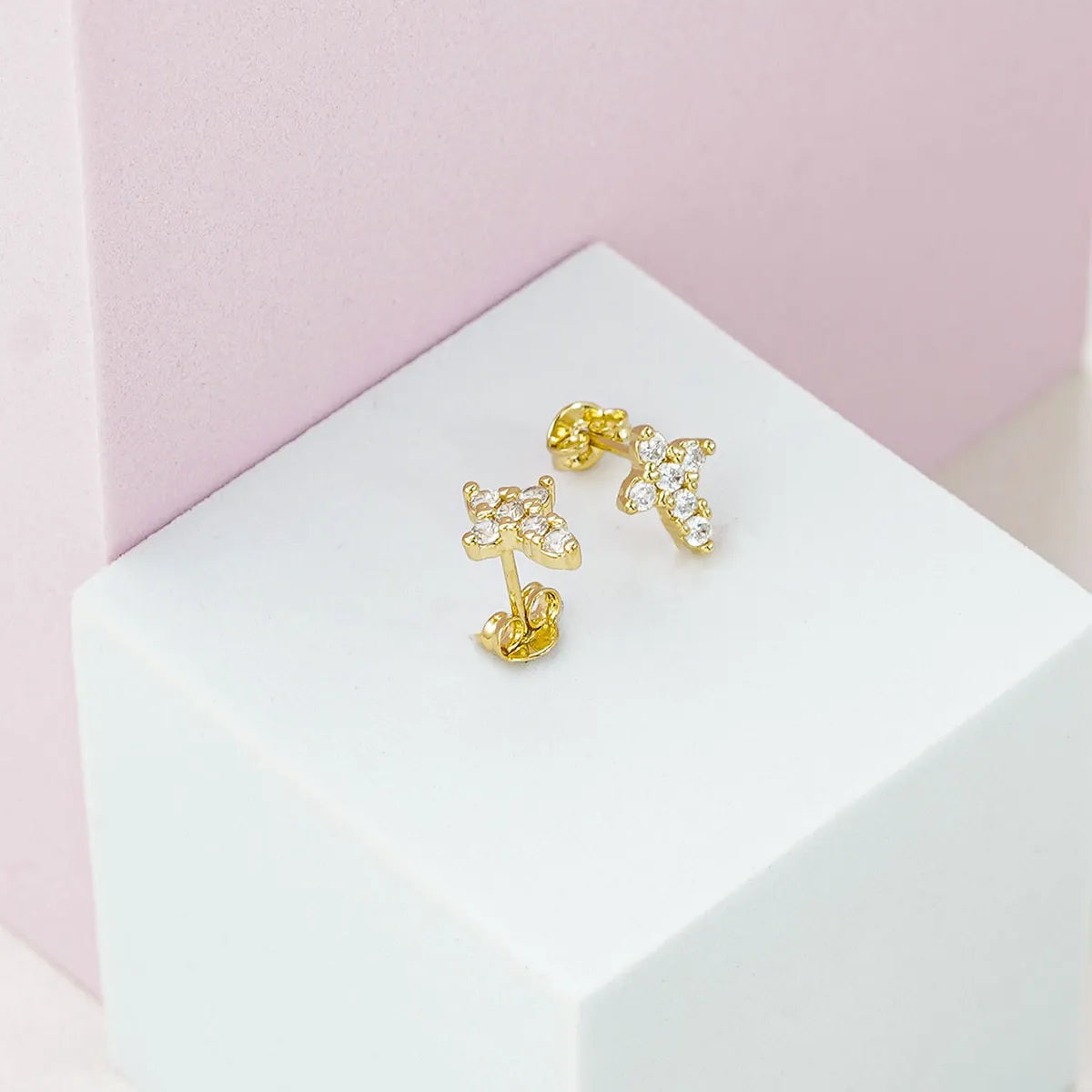 Topos Cruz 6 Circonias Oro Laminado